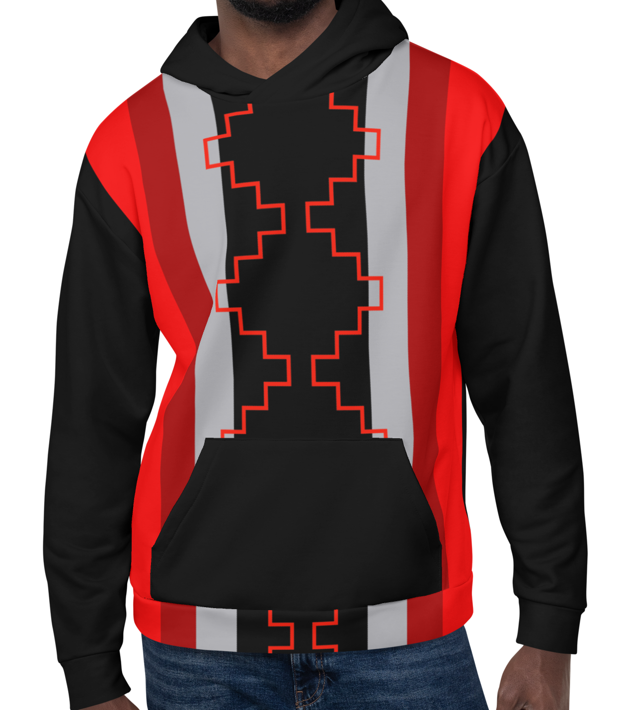 Red and Black Striped Hoodie Ships Separate Choke Cherry Creek